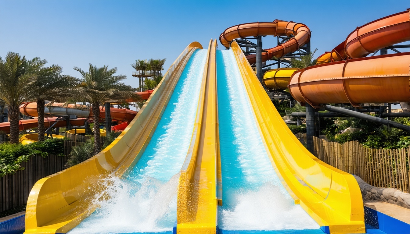 Thrilling water slides at Aquaventure World Dubai